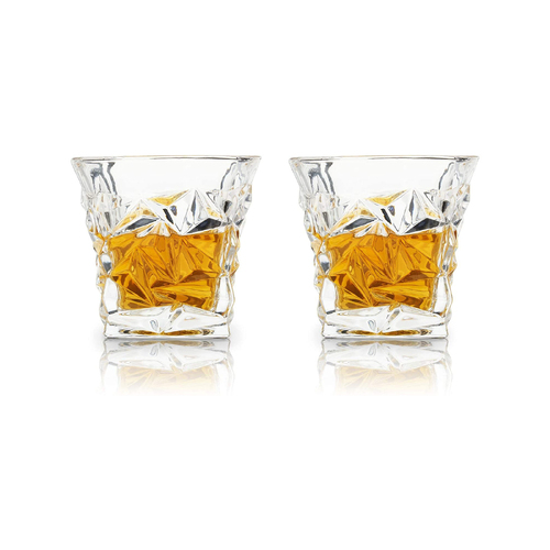 Viski Prism Crystal Whiskey Tumblers Set of 2.