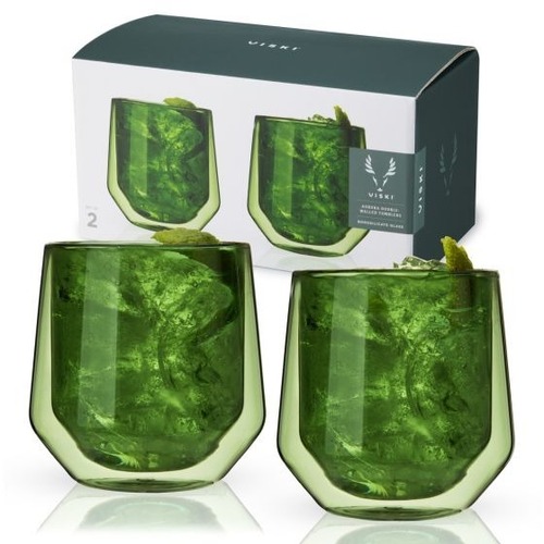 Viski Double Walled Aurora Tumblers in green Set of 2