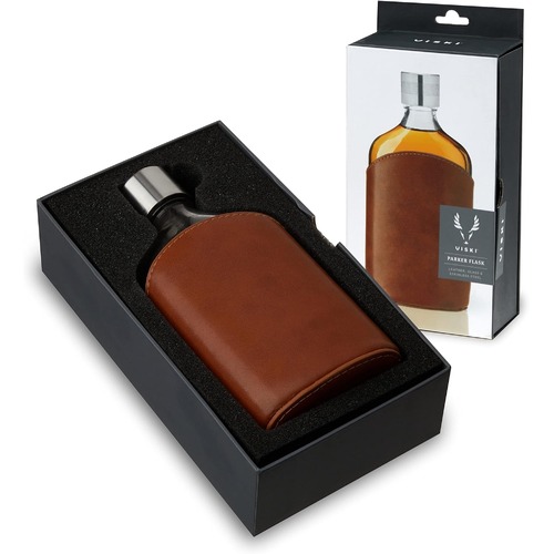 Viski Admiral Parker Leather Wrapped Glass Flask