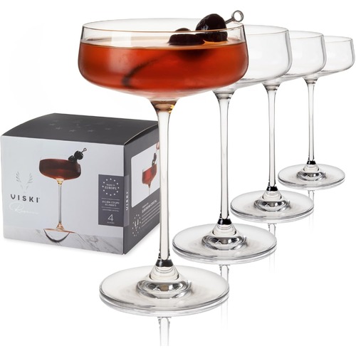 Viski Reserve Julien Crystal Coupe Glasses Set of 4