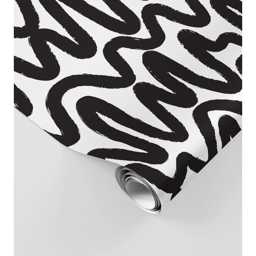 Squiggle (black/White) Wrap Roll 3m