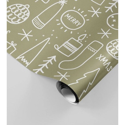 Big Xmas (Dark Khaki) Wrap Roll 3m