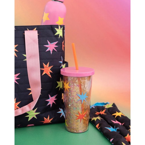 Glitter bomb sip sip tumbler with straw, Starburst