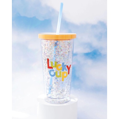 Glitter bomb sip sip tumbler with straw, Lucky Cup