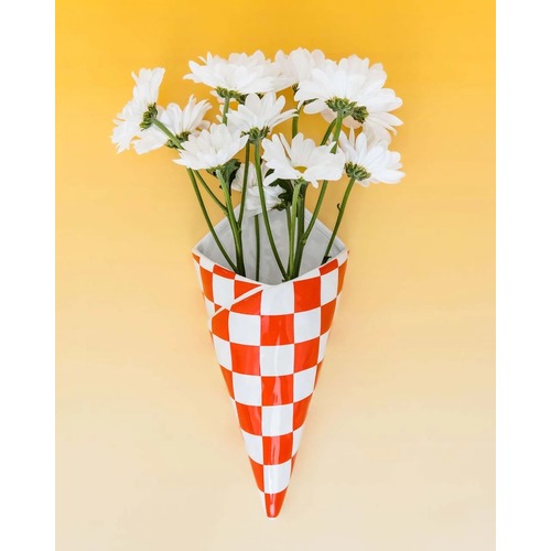 Checker Bag Wall Vase 