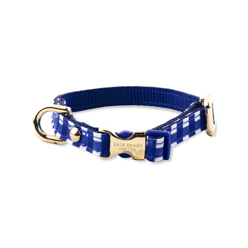 KSNY X-Small Dog Collar, Navy Gingham