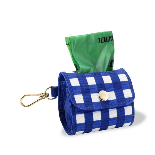 KSNY Doggie Bag Holder, Navy Gingham