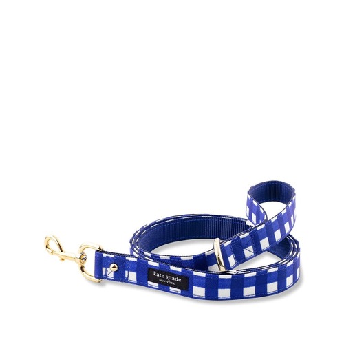 KSNY Large Dog Leash, Navy Gingham