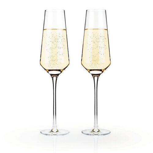 Viski Angled Crystal Champagne Flutes Set of 2