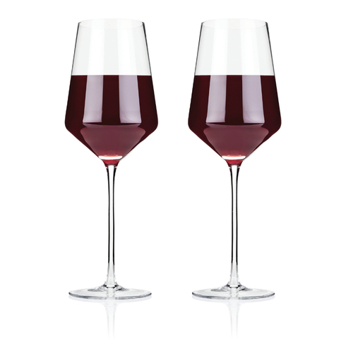 Viski Angled Crystal Bordeaux Glasses Set of 2