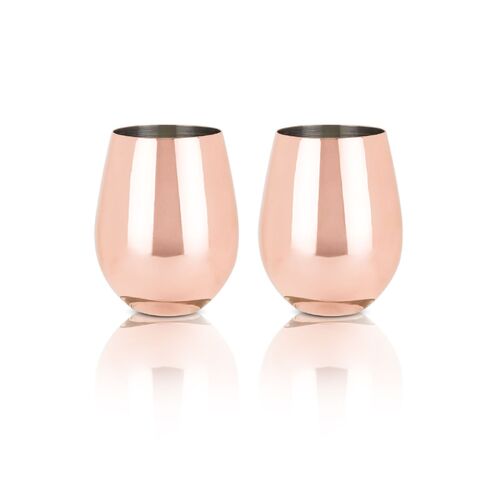 Viski Copper Stemless Wine Glasses Set of 2