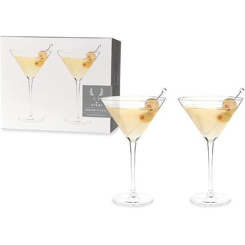 Viski Stemmed Crystal Martini Glasses Set of 2