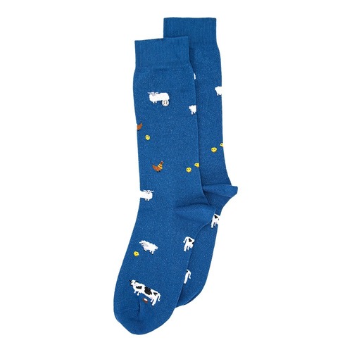 Farm Animals Navy Socks - Medium