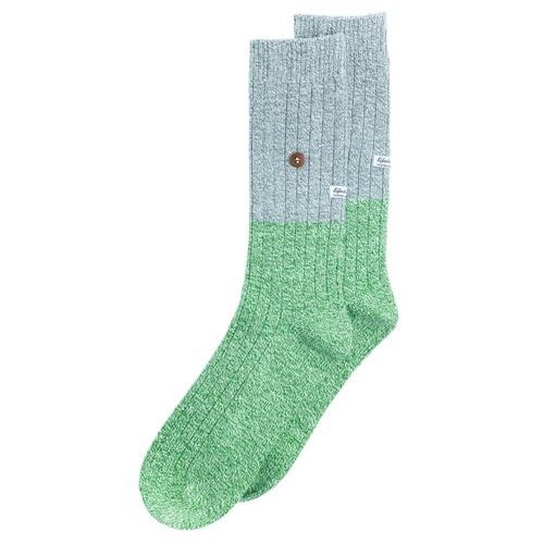 Twisted Wool Two Toned Green/Grey Socks - Medium