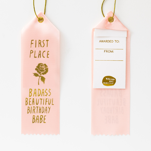 Award Ribbon Note - Badass Beautiful Bday Babe