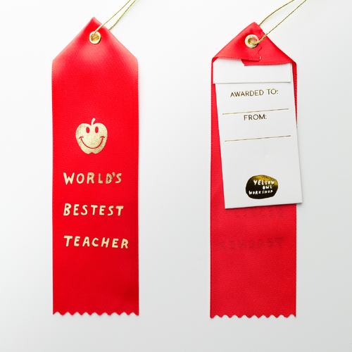 Award Ribbon Note - World's Bestest Teacher