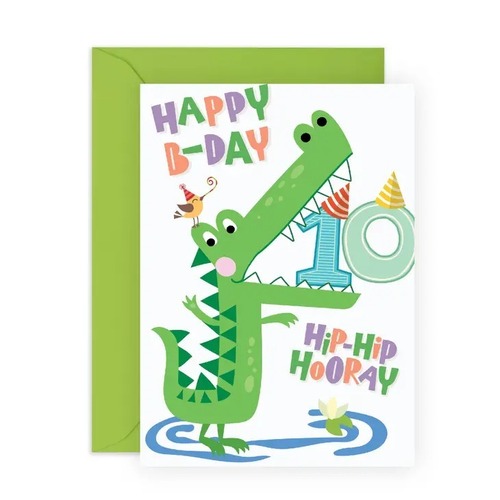 Happy 10th Bday Croc Card.