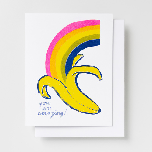 Risograph Card - Banana Rainbow