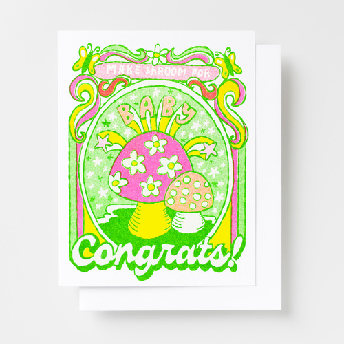 Risograph Card - Make Shroom for Baby Congrats