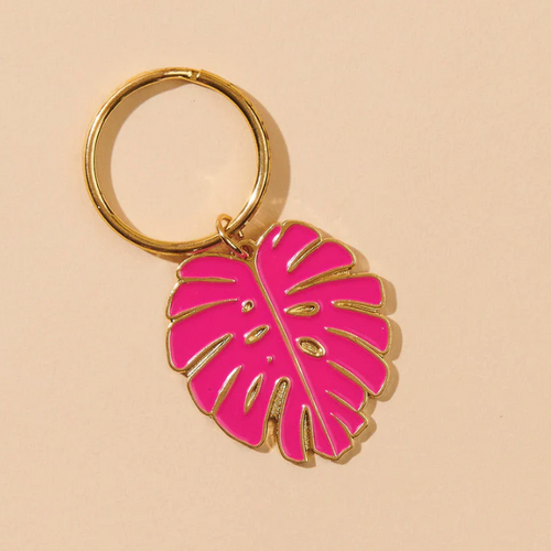 Monstera Leaf - Pink Keychain
