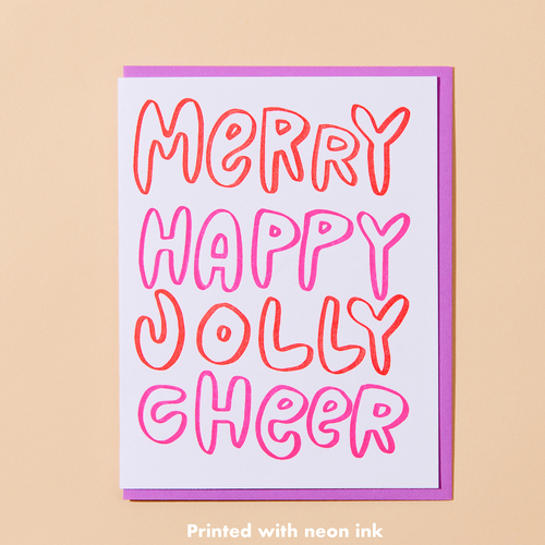 Merry Happy Jolly Cheer Letterpress Card