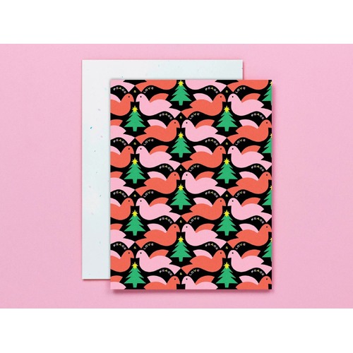 Peace & Love Doves Pattern Holiday Card