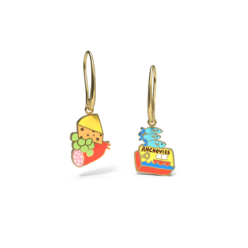 Drop Earrings - Cheese and Fish