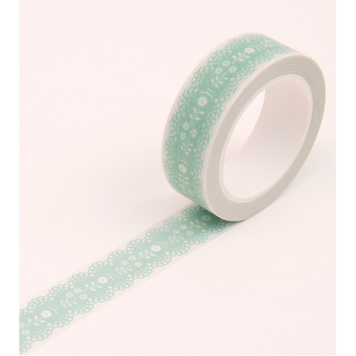 Pastel Green Lace Floral Washi Tape - 15mm 